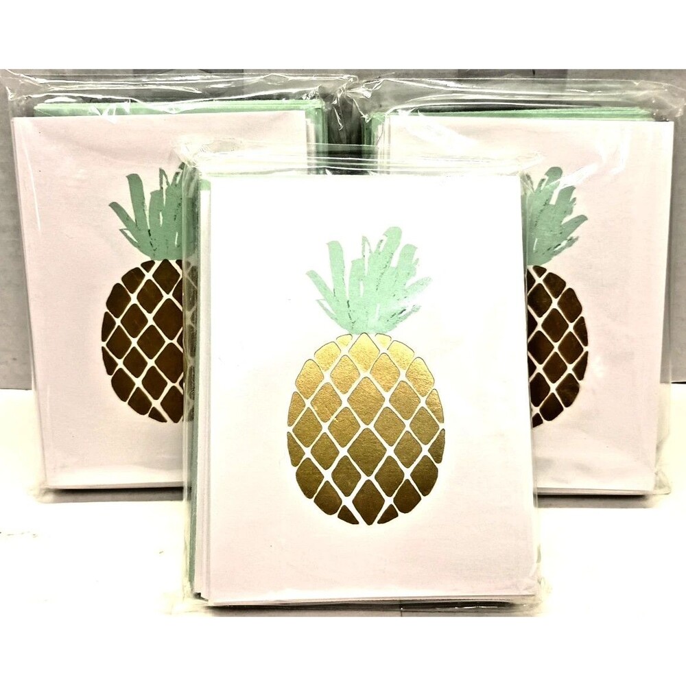 American Greetings Golden Pineapple Note Cards Blank Inside NIP